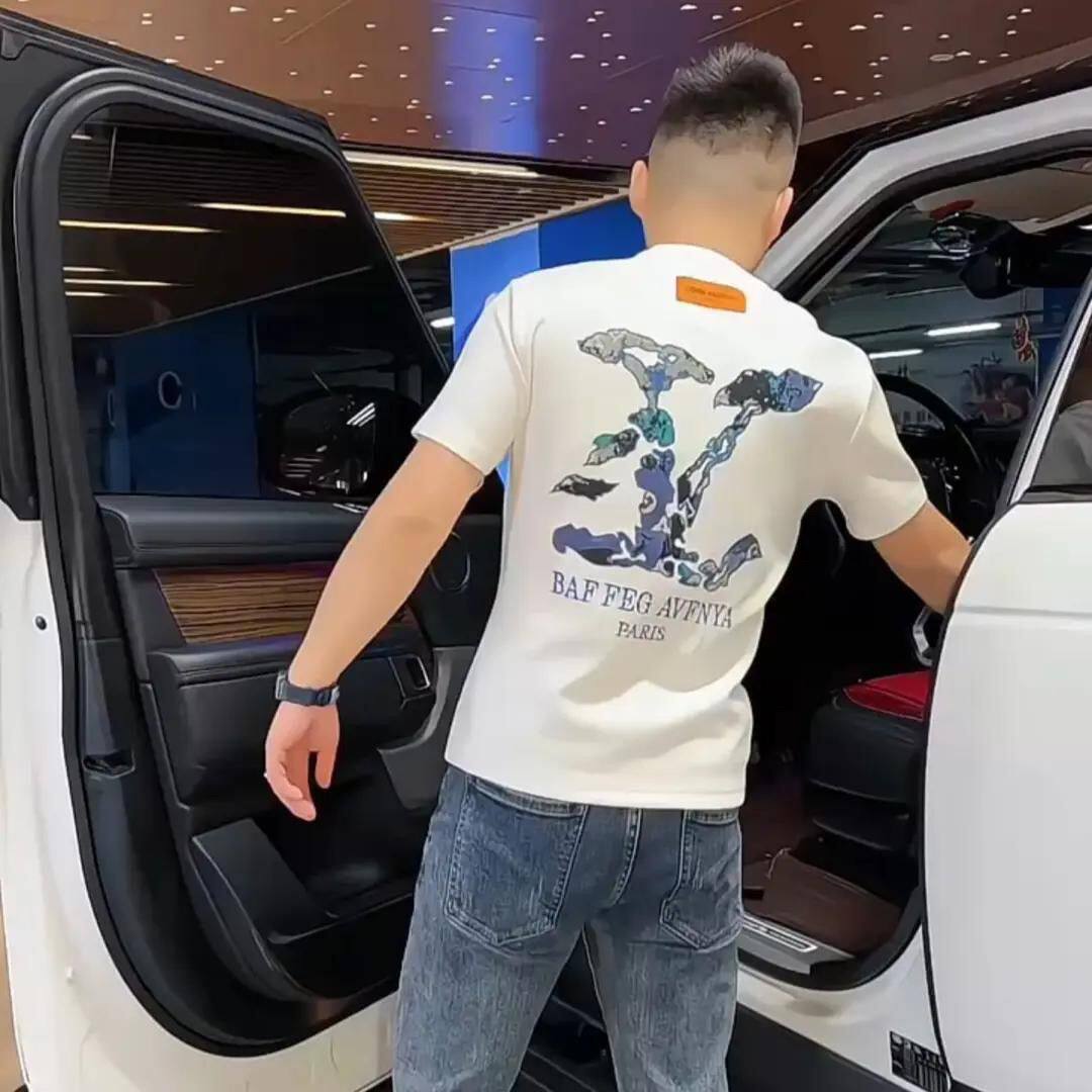 欧货AN&LV/岸绿欧洲站新款纯棉男士潮流短袖T恤夏季圆领印花半袖