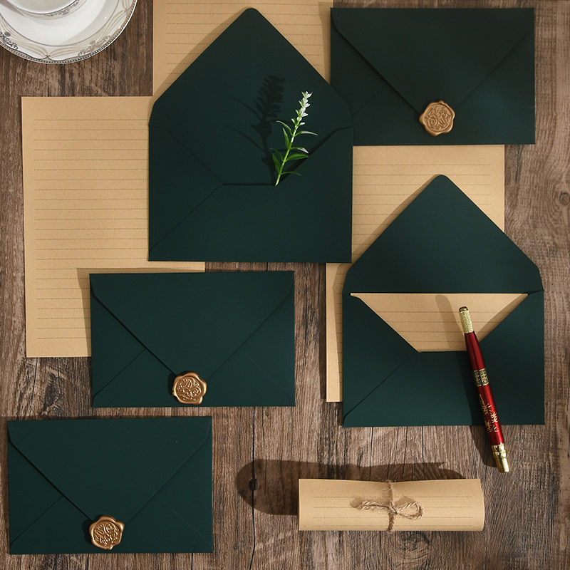 墨绿色质感信封加厚高级感贺卡情侣手写告白情书复古信纸火漆请柬,文具电教/文化用品/商务用品,信封,淘宝优惠券,粉丝福利购,淘宝优惠卷
