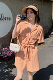 橘粉色西装连体短裤女2023夏季新款法式设计感气质高级连衣裤，女装连体裤，2C120