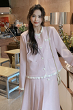 粉色减龄小香风上衣套装女2025春秋季新款韩系高级感半身裙两件套，女装套装/套裙，2C120