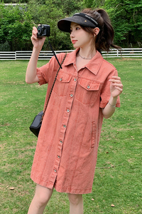 法式俏皮减龄牛仔连衣裙女2025夏季新款韩版宽松显瘦盐系直筒短裙图片