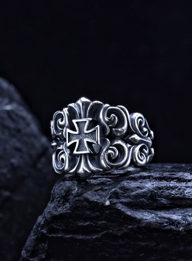 男士925纯银戒指霸气十字架泰银饰品送男生礼物欧美INS潮食指戒子