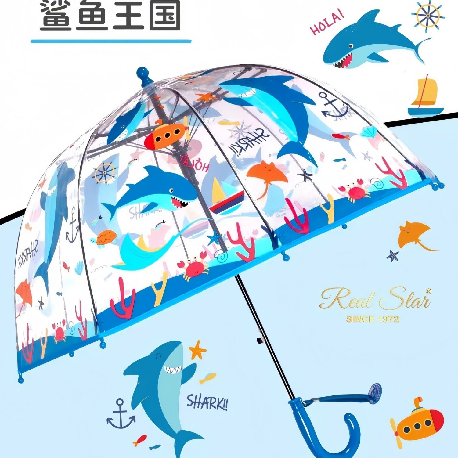 现货ins雨伞可爱独角兽结实透明雨伞长柄伞加厚透明伞小清新雨伞