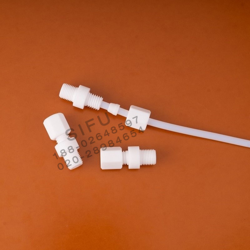 厂家直销聚四氟乙烯外丝直通卡套接头特氟龙外牙npt1/8 g1/8