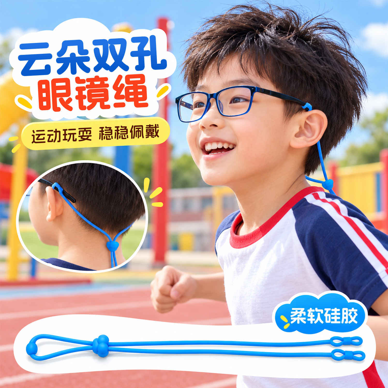 SHERY儿童眼镜防滑绳子固定带眼睛防掉挂绳链套腿运动防脱落神器