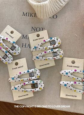 韩国ins新款甜美可爱彩色水钻白色波点水滴发夹刘海夹侧边夹发饰