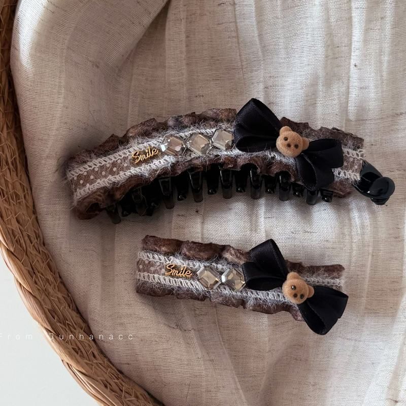 自制小众棕色蕾丝布艺香蕉夹发夹