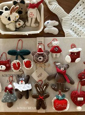 韩国ins圣诞新年红色小熊樱桃挂饰 可爱节日氛围感钥匙扣包包挂件