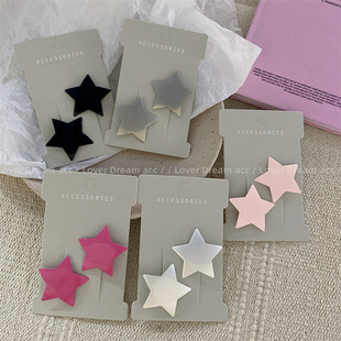 韩国博主新款时髦银粉色五角星星鸭嘴夹甜美可爱少女刘海夹发夹