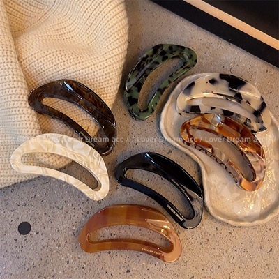 韩国原版ins金标半扎发咖色玳瑁醋酸镂空法式甜美抓夹发夹马尾夹