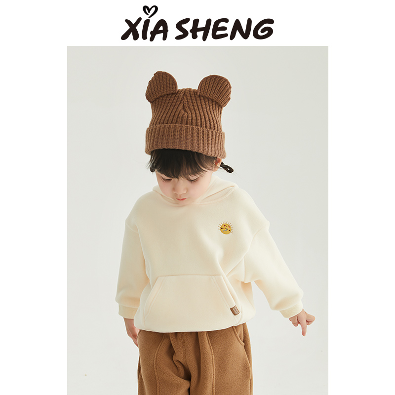 夏生卡通绣花摇粒绒卫衣