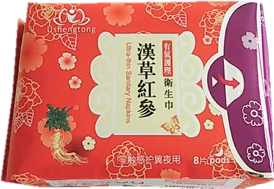 优盛通红参零触感无荧光剂卫生巾