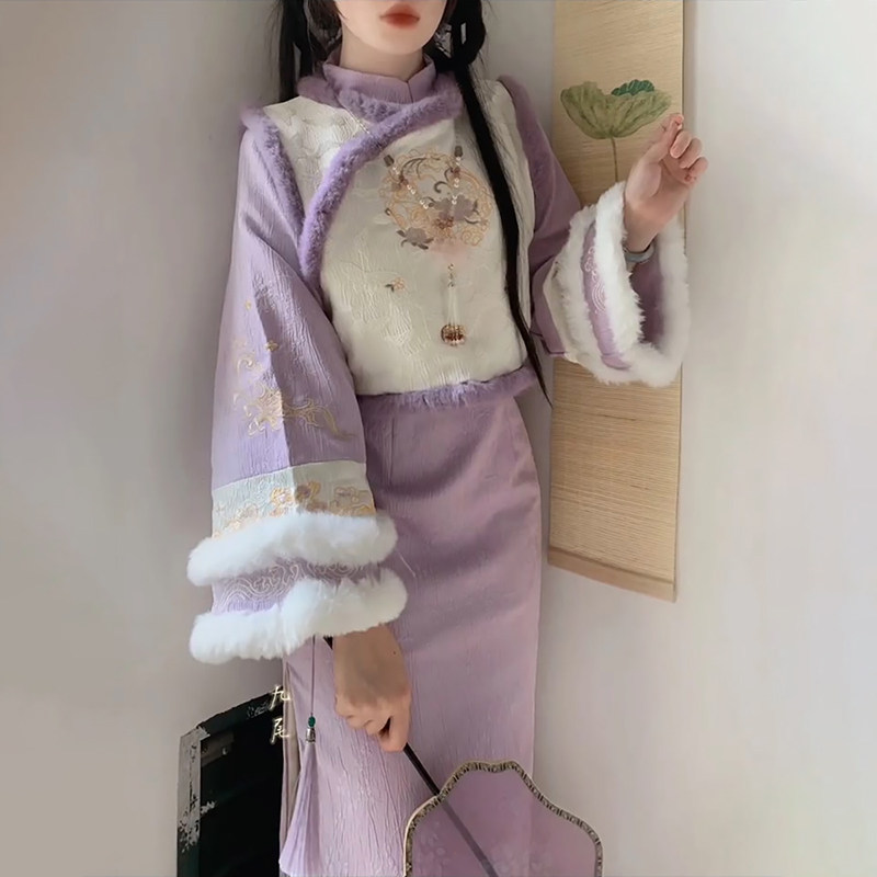 新款马甲旗袍套装女改良