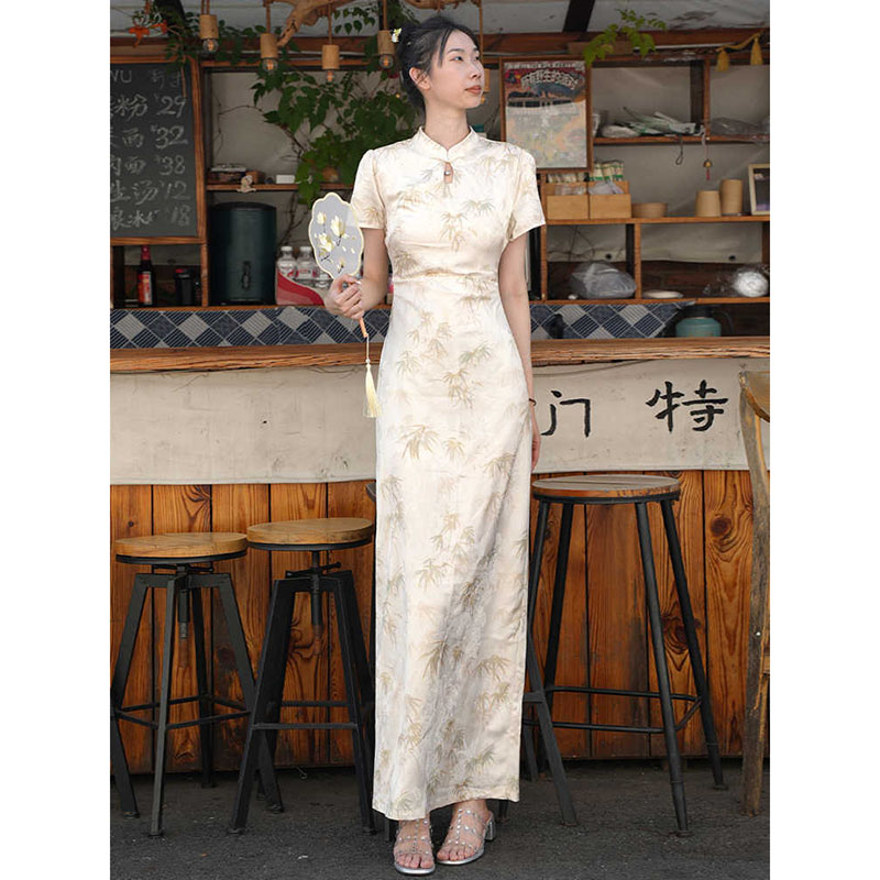高个子新中式加长版旗袍改良