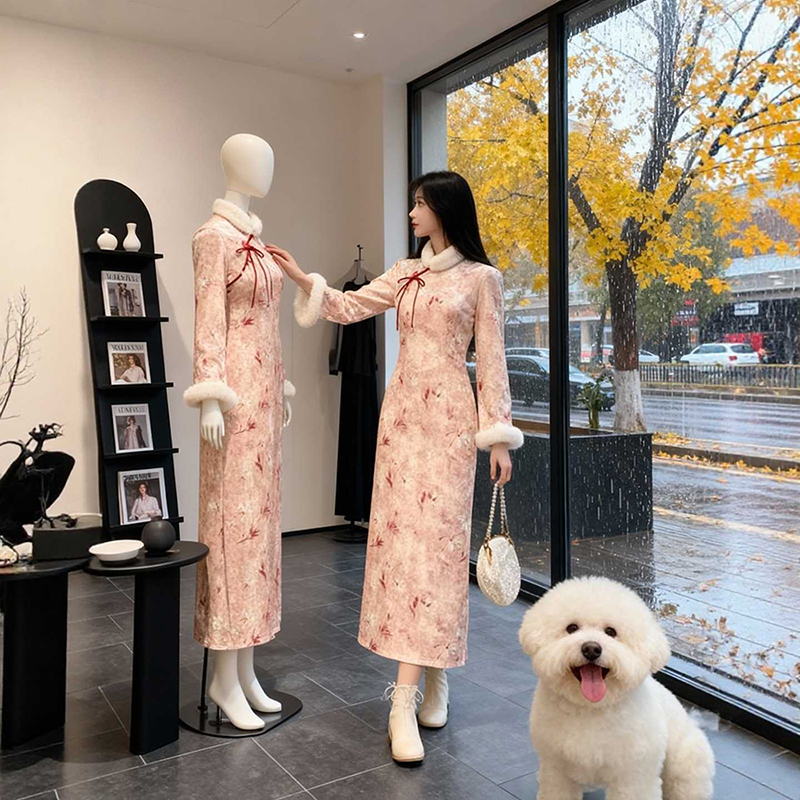 新中式改良旗袍连衣裙女2025秋冬