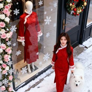 加绒加厚红色旗袍冬装2026年新款新中式保暖订婚敬酒服拜年修身服