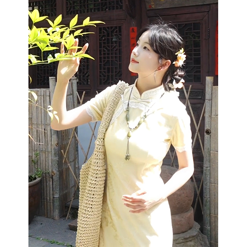 黄色旗袍2025新款夏季改良复古