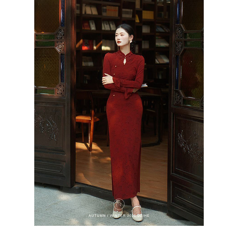 新中式花边领改良旗袍女2025秋季