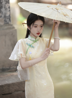黄色旗袍2025年新款少女夏季改良新中式日常连衣裙气质清新年轻款