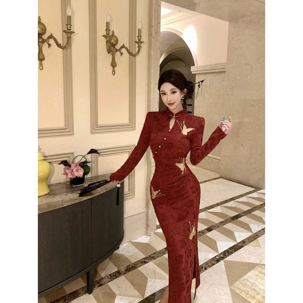 红色新中式改良旗袍女2025早秋