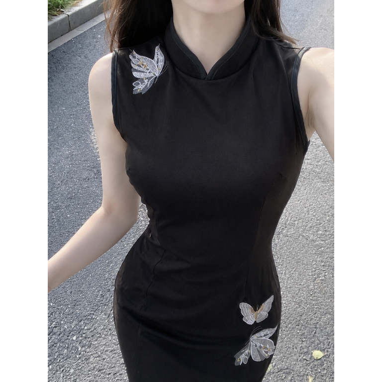 新中式2026年新款可以上班穿的百搭旗袍黑色夏季女新款高端上档次