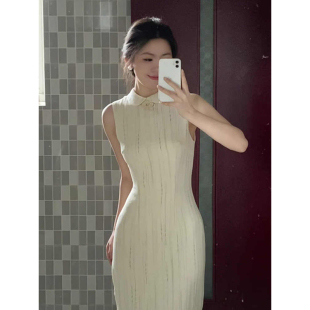 长裙女新中式 夏季 高级感优雅气质无袖 修身 国风改良旗袍连衣裙 新款
