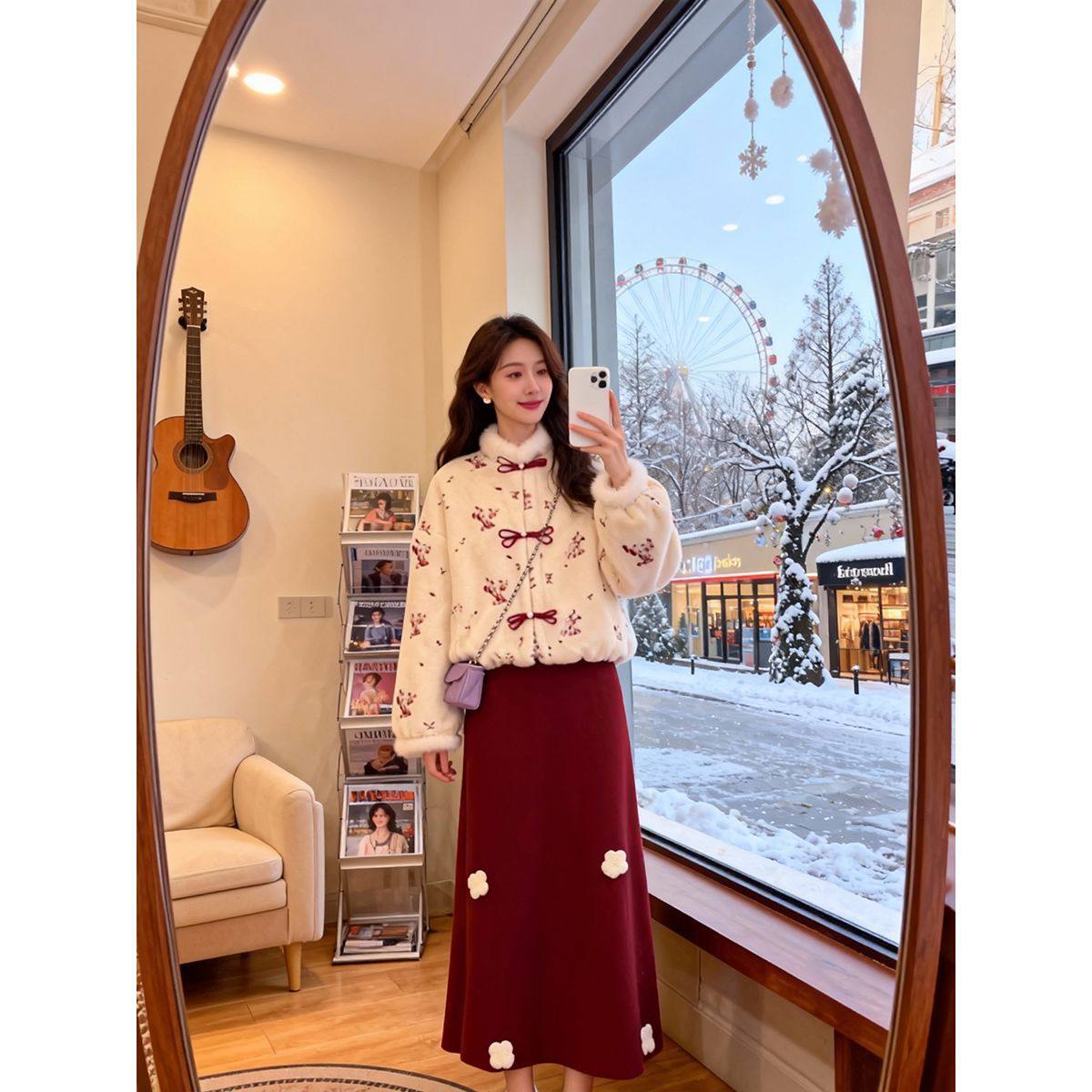 新中式冬季新款复古风厚款扣外套大方得体拜年服加绒女百搭半身裙,女装/女士精品,汉服套装,淘宝优惠券,粉丝福利购,淘宝优惠卷