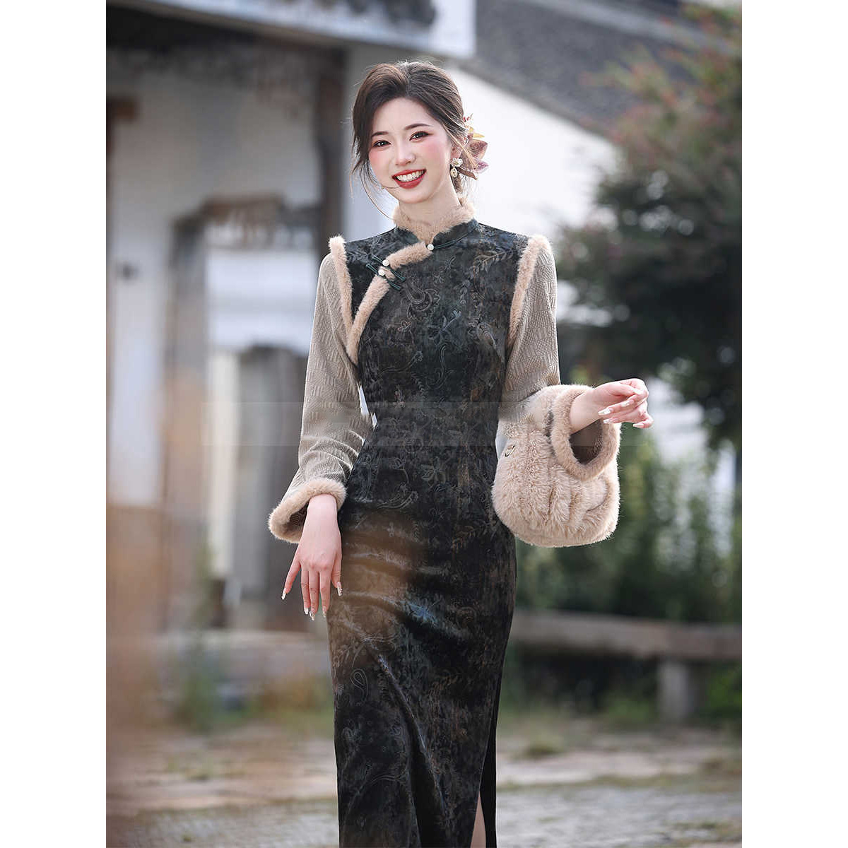 旗袍女新中式绝美高级感秋冬长袖