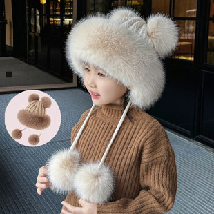 儿童帽子男女童宝宝可爱防风帽秋冬季加绒加厚防寒保暖洋气护耳帽