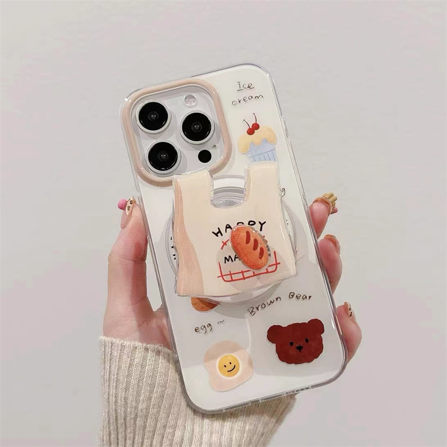 袋子小熊旋转磁吸支架适用小米14手机壳12软mix4防摔civi3全包10青春版60女k70红米turbo3/note13pro/k50至尊