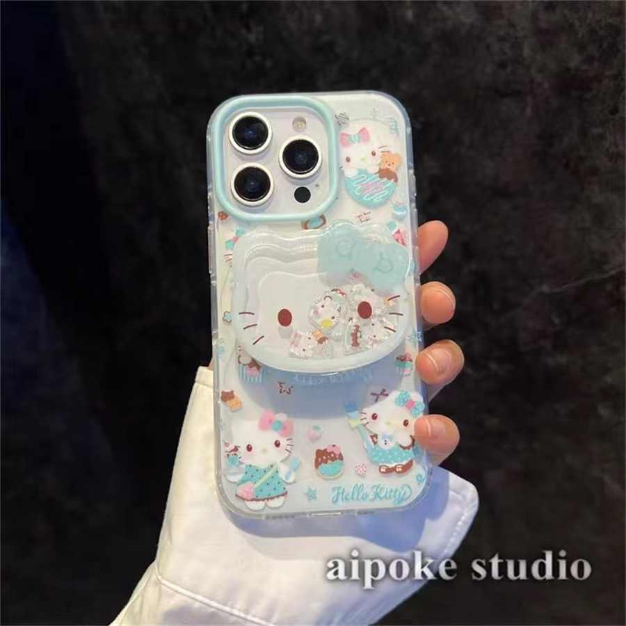 超萌甜品蓝KT磁吸支架适用小米14手机壳12软mix4防摔civi3全包10青春版60女k70红米turbo3/note13pro/k50至尊