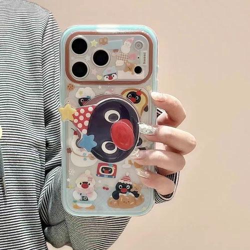 面包厨师企鹅磁吸支架适用OPPOreno9手机壳10pro软a58/a93/6女72k12x防摔findx7pro/x6/A2pro个性k9创意A1a55