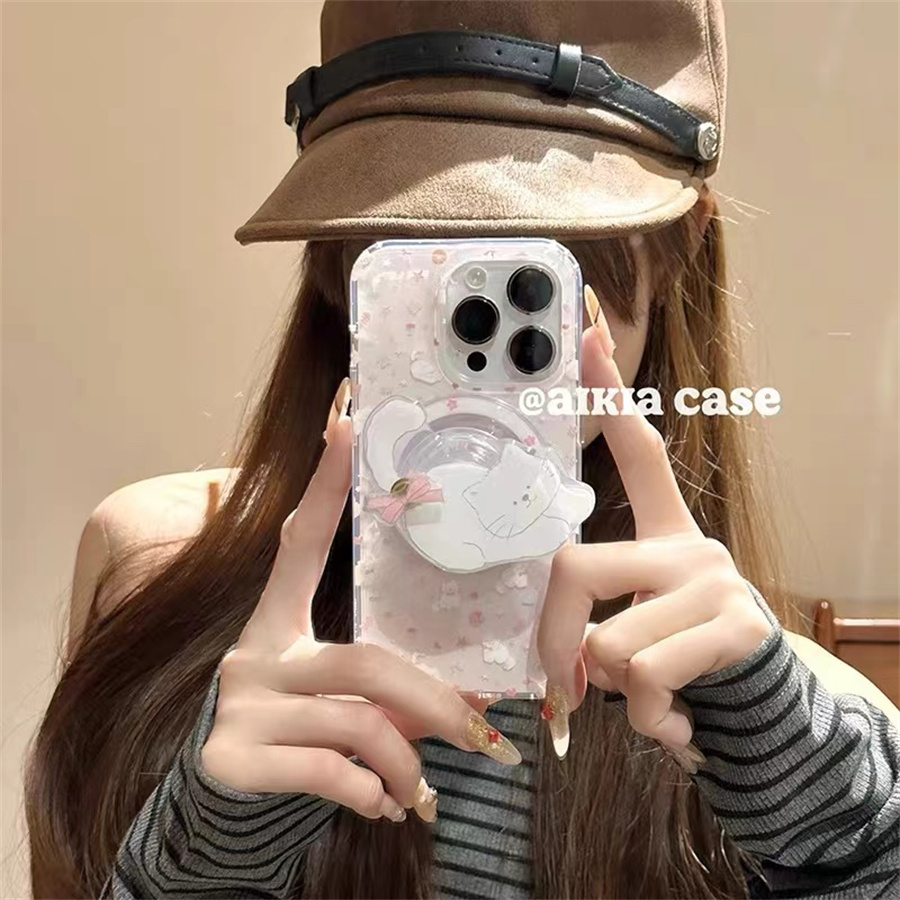 蝴蝶结小猫萌磁吸支架适用红米k70手机壳60e/40/50note13pro软11防摔8/9全包turbo3女12/k50游戏增强至尊版小