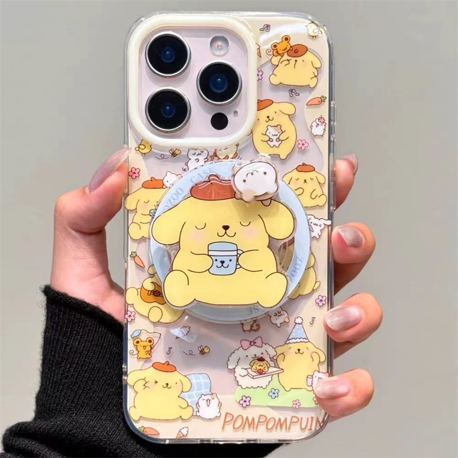 休闲布丁狗萌磁吸支架适用苹果16手机壳iPhone15全包14promax12软壳8p女xr/mini可爱xs max创意11/8plus防摔