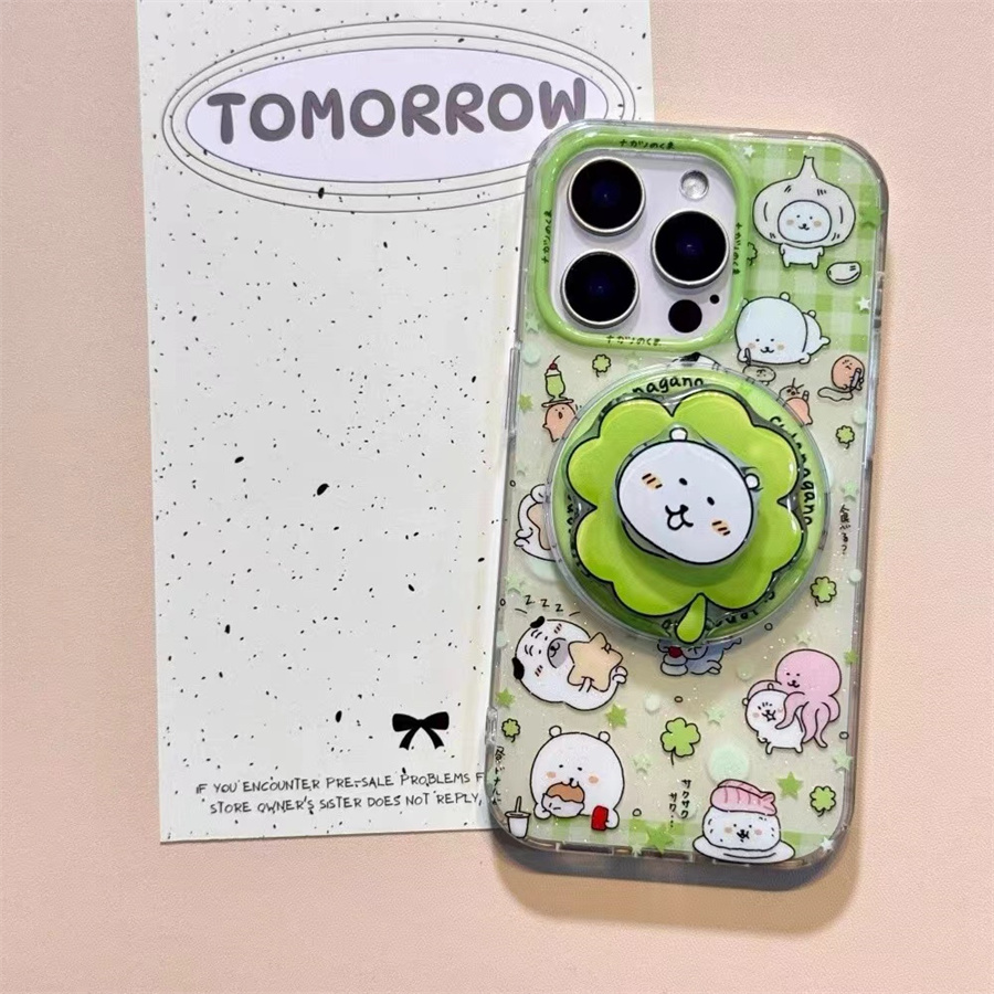 卡通四叶草熊磁吸支架适用vivo iQOO12手机壳neo9S软8/10pro全包U3x防摔/z9x turbo/11s新款3/Z6/5S/neo7Se女