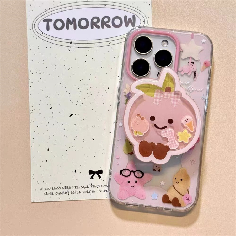 花生桃子可爱磁吸支架适用小米14手机壳12软mix4防摔civi3全包10青春版60女k70红米turbo3/note13pro/k50至尊