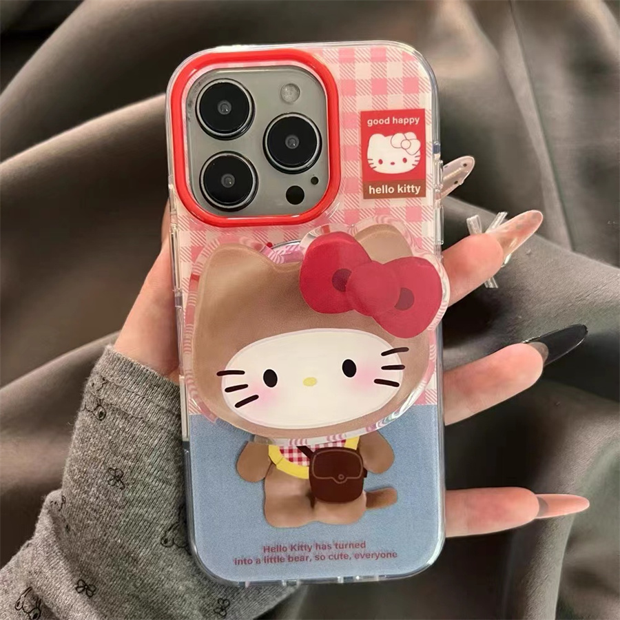 卡通挎包KT猫磁吸支架适用小米14手机壳12软mix4防摔civi3全包10青春版60女k70红米turbo3/note13pro/k50至尊