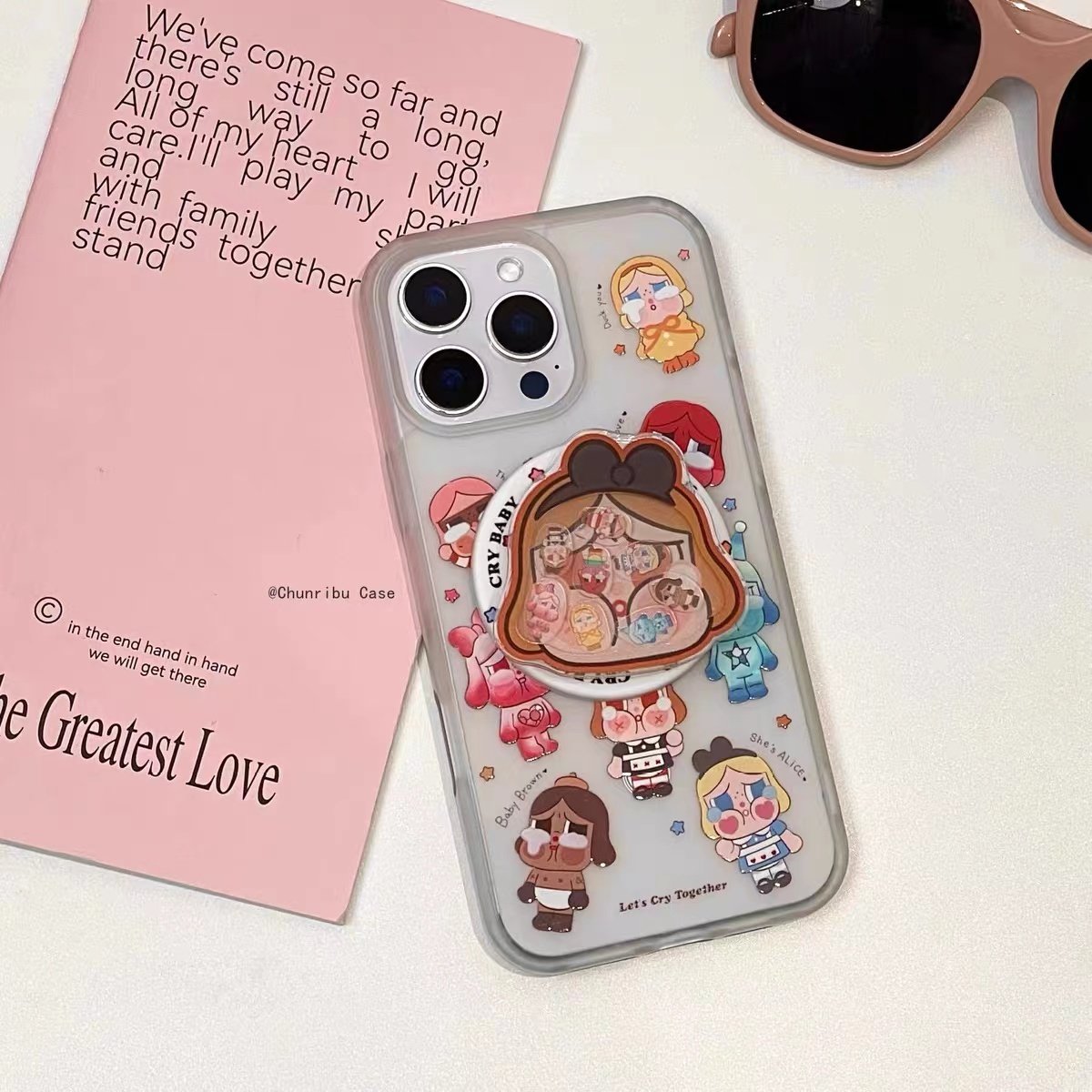 趣味彩装哭娃磁吸支架适用红米k70手机壳60e/40/50note13pro软11防摔8/9全包turbo3女12/k50游戏增强至尊版小