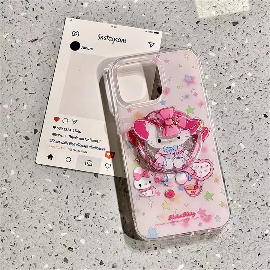 星星帽子KT猫磁吸支架适用小米14手机壳12软mix4防摔civi3全包10青春版60女k70红米turbo3/note13pro/k50至尊