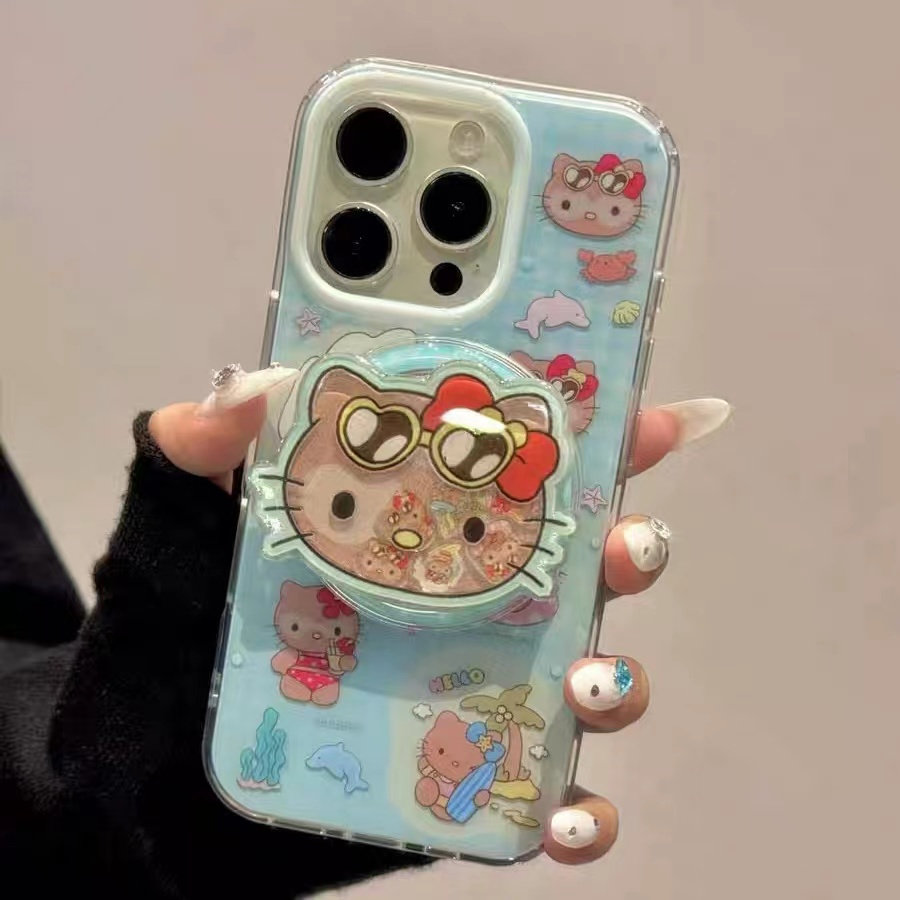 超萌冲浪棕KT磁吸支架适用小米14手机壳12软mix4防摔civi3全包10青春版60女k70红米turbo3/note13pro/k50至尊