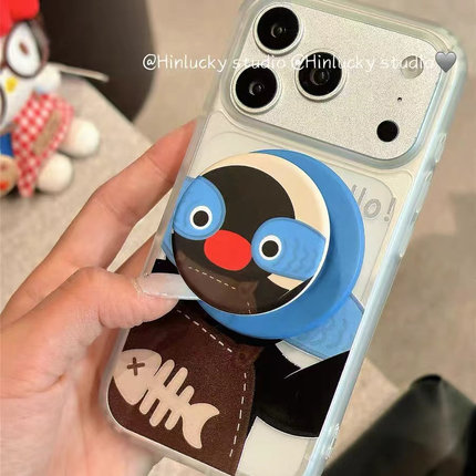 搞怪企鹅小鱼磁吸支架适用vivo iQOO12手机壳neo9S软8/10pro全包U3x防摔/z9x turbo/11s新款3/Z6/5S/neo7Se女