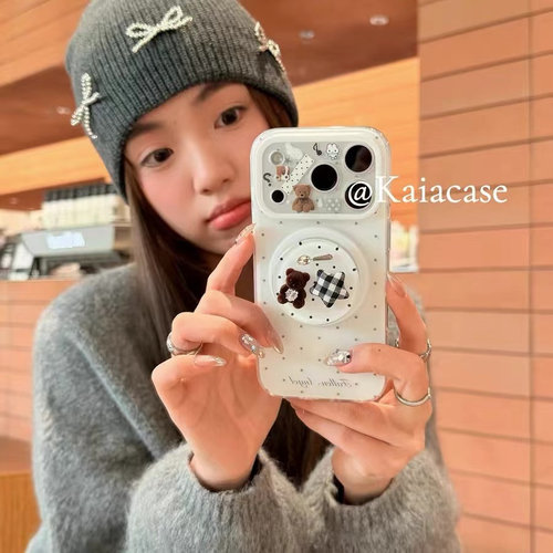 超萌星星小熊磁吸支架适用OPPOreno9手机壳10pro软a58/a93/6女72k12x防摔findx7pro/x6/A2pro个性k9创意A1a55