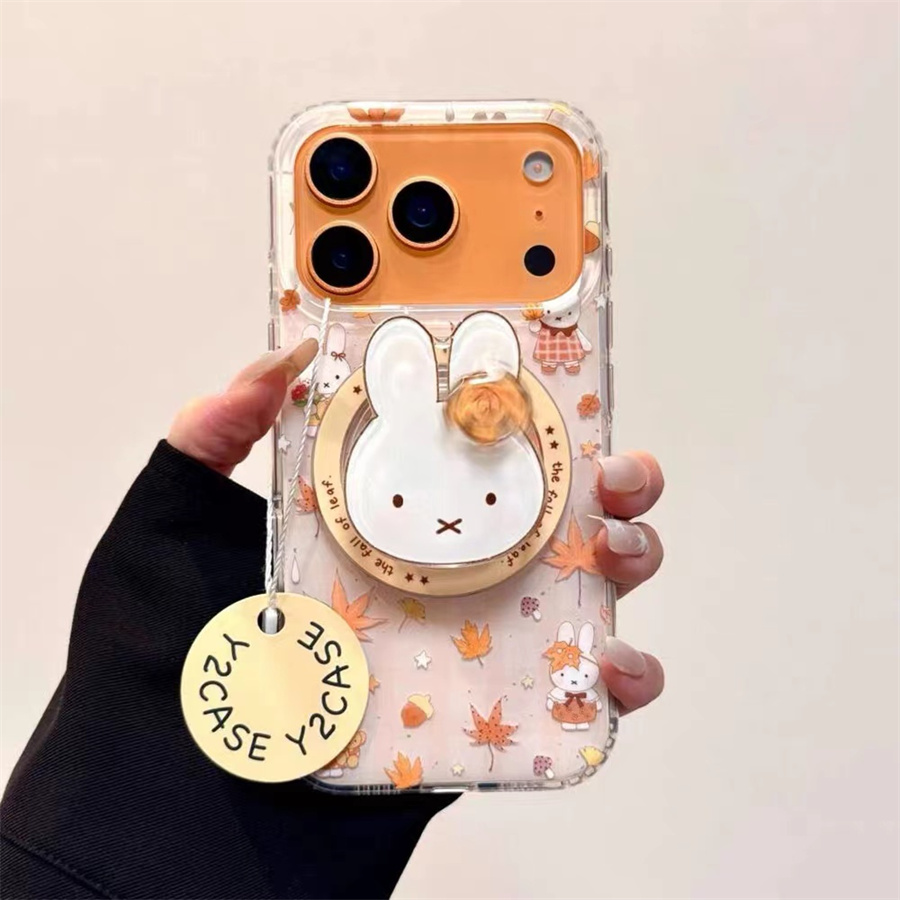 超萌枫叶小兔磁吸支架适用苹果17手机壳iPhone16全包15promax14新款12女xr/mini可爱xs max创意13/8plus防摔