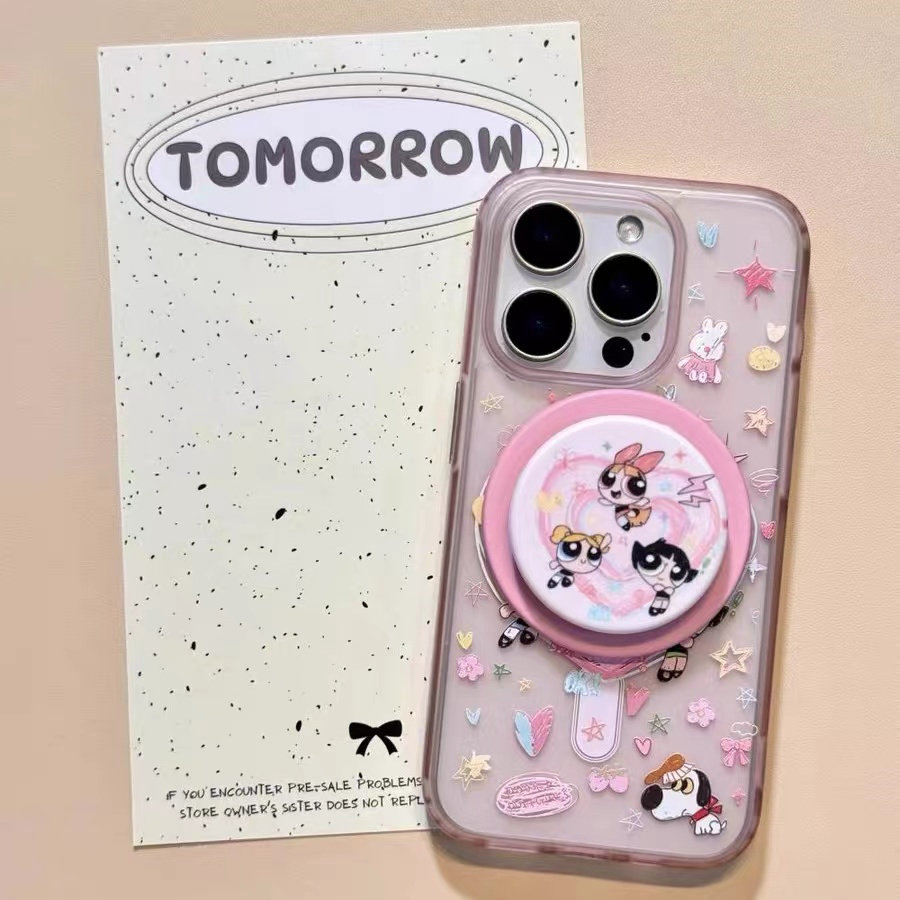 涂鸦爱心女警磁吸支架适用小米14手机壳12软mix4防摔civi3全包10青春版60女k70红米turbo3/note13pro/k50至尊