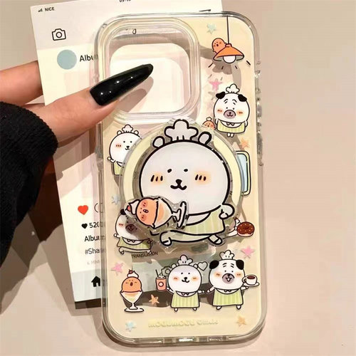 冰淇淋小熊萌磁吸支架适用OPPOreno9手机壳10pro软a58/a93/6女72k12x防摔findx7pro/x6/A2pro个性k9创意A1a55