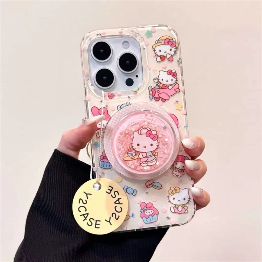 糖果流沙粉KT磁吸支架适用小米14手机壳12软mix4防摔civi3全包10青春版60女k70红米turbo3/note13pro/k50至尊