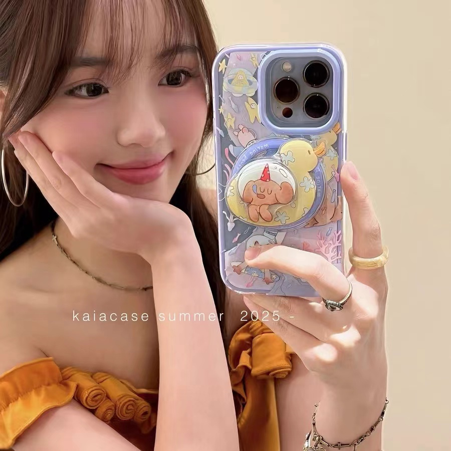 涂鸦小狗鸭子磁吸支架适用红米k70手机壳60e/40/50note13pro软11防摔8/9全包turbo3女12/k50游戏增强至尊版小