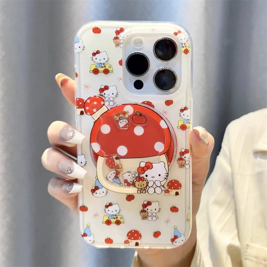 蘑菇骑车KT猫磁吸支架适用小米14手机壳12软mix4防摔civi3全包10青春版60女k70红米turbo3/note13pro/k50至尊