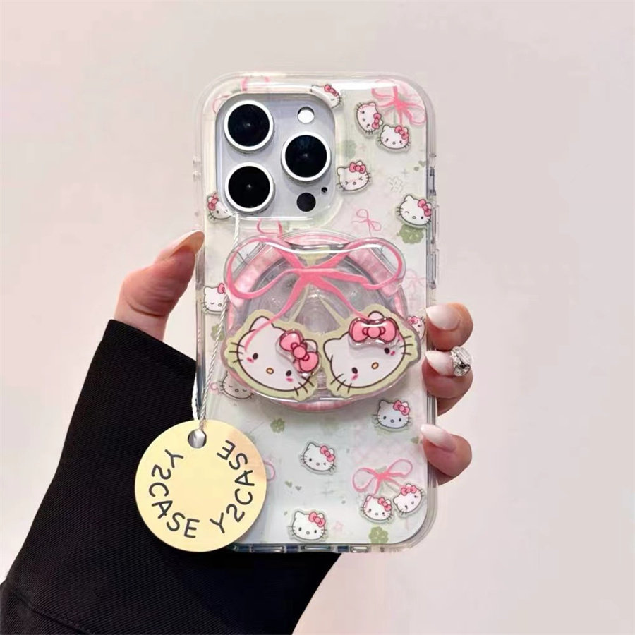 超萌四叶草KT磁吸支架适用小米14手机壳12软mix4防摔civi3全包10青春版60女k70红米turbo3/note13pro/k50至尊