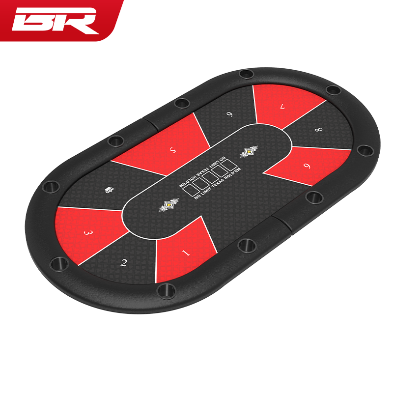 BR德州扑克桌子折叠桌面扑克台子对折铁脚现货定制筹码德扑桌红色